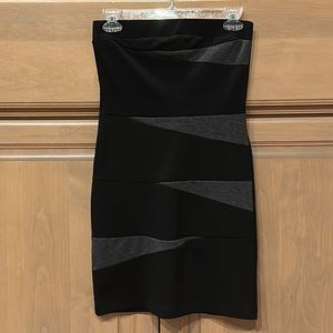 Vintage Saks Fifth Avenue zig zag asymmetric panel strapless tube minidress